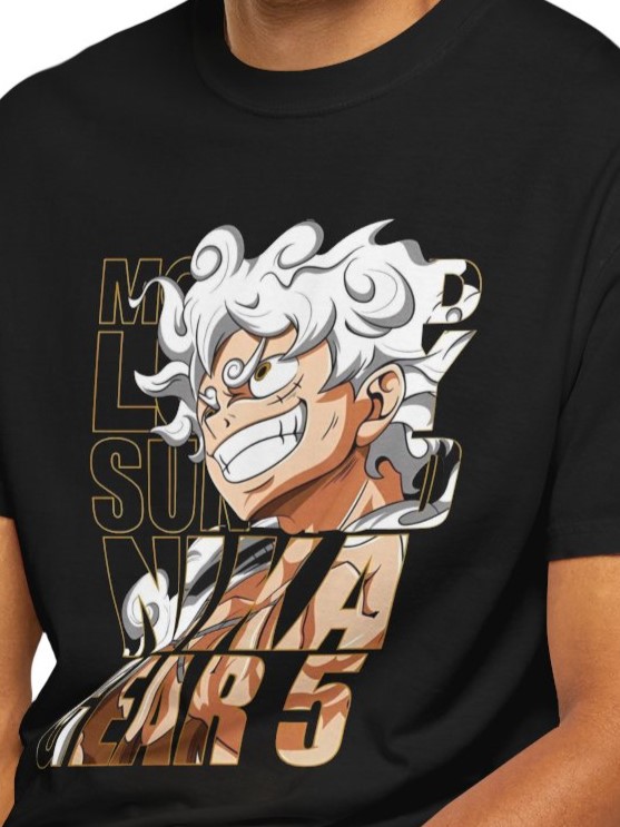 Futbolka Anime Monkey D. Luffy Gear 5 One Piece Futbolka | Anime qora Futbolka