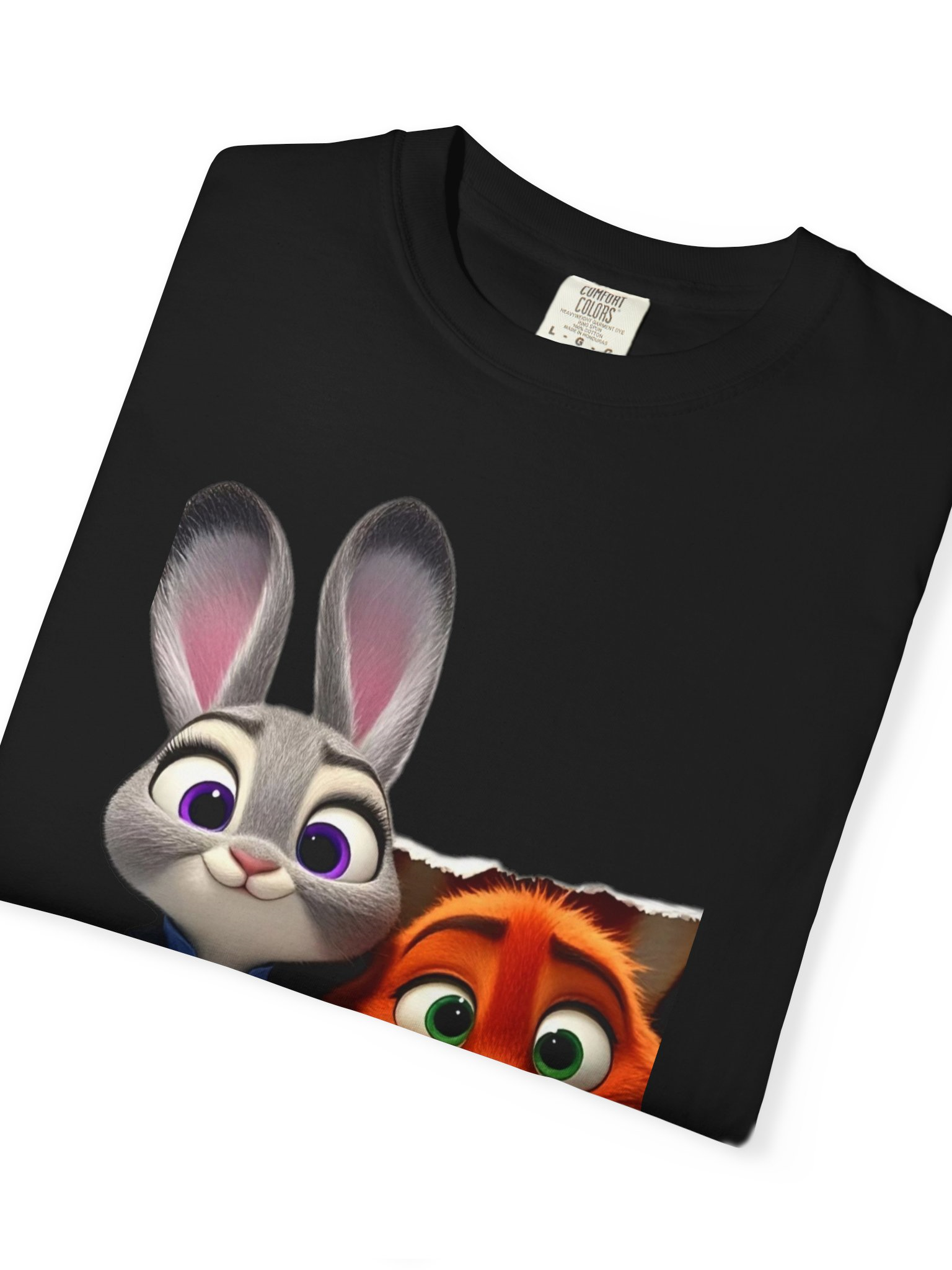ZOOTOPIA futbolka, Cute Bunny & Fox dizayn. Premium style. Unisex futbolka rasm 4