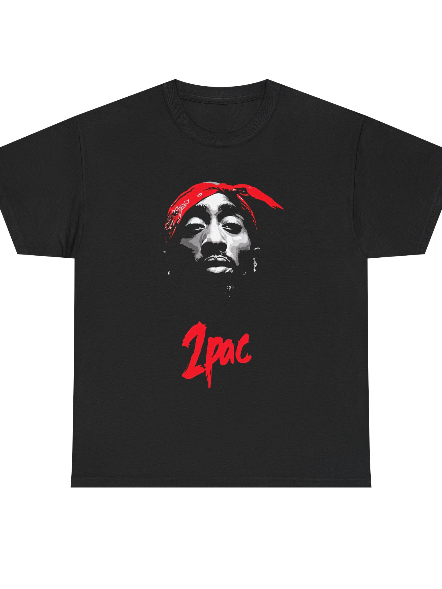 Erkaklar premium futbolkasi Topac "2Pac Shakur" printi bilan, qora rang, Мужская футболка премиум-класса с принтом 2Pac